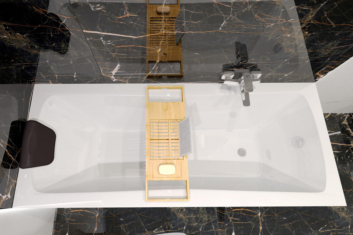 BADEWANNE Rechteck OPTIMA 160/70 + Träger + Ablage Ablauf Füße - Weiß, Kunststoff (70/53.5/160cm) - bad land