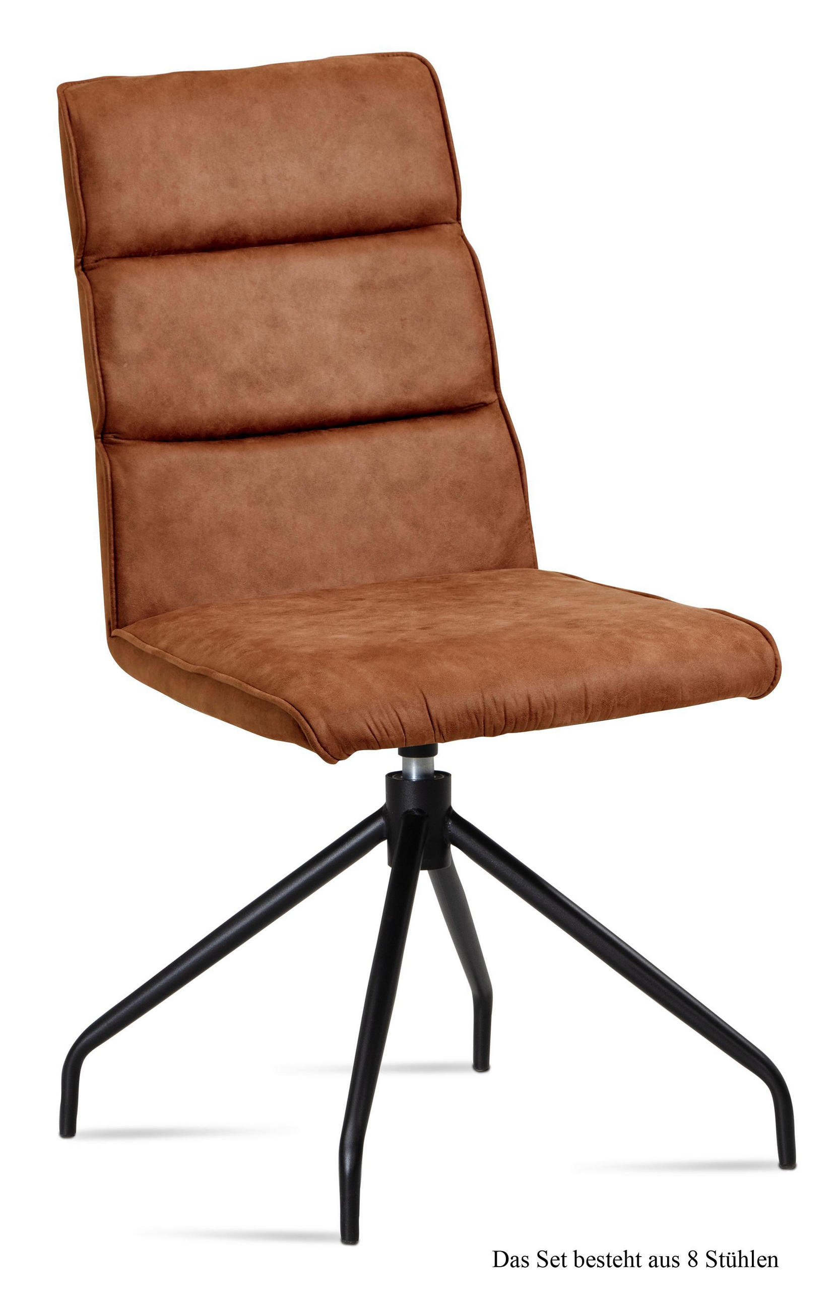 ESSZIMMERSTUHL drehbar (8er-Set) Domini 47x92x60 Schwarz/Cognac - Cognac/Schwarz, Kunststoff (60/92/47cm) - 58aufmkessel