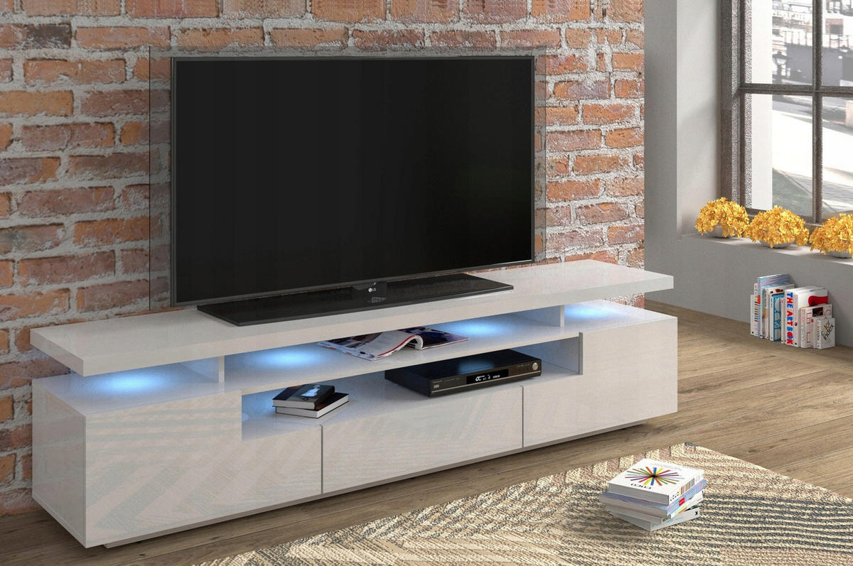 TV LOWBOARD Weiß Hochglanz 180/51/42 - Weiß Hochglanz, Holzwerkstoff (180/51/42cm) - RAUMHIRSCH FURNITURE