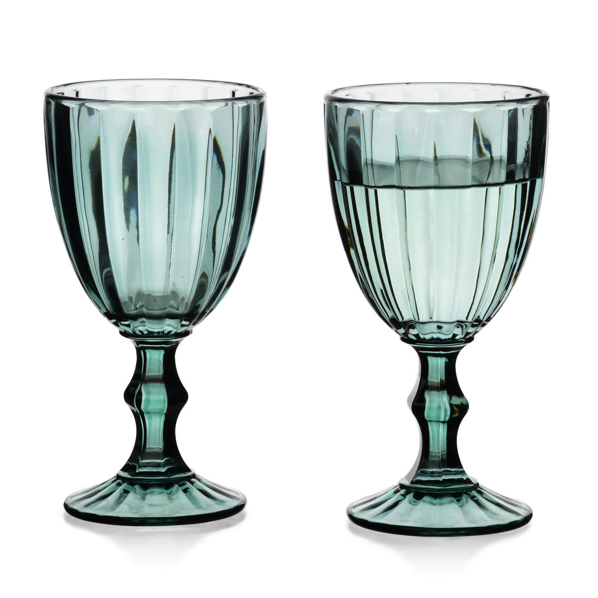 TRINKGLAS Elise Stripes 4er Set Grün 9x9x17 cm Glas - Grün, Glas (0.3L) - Mondex