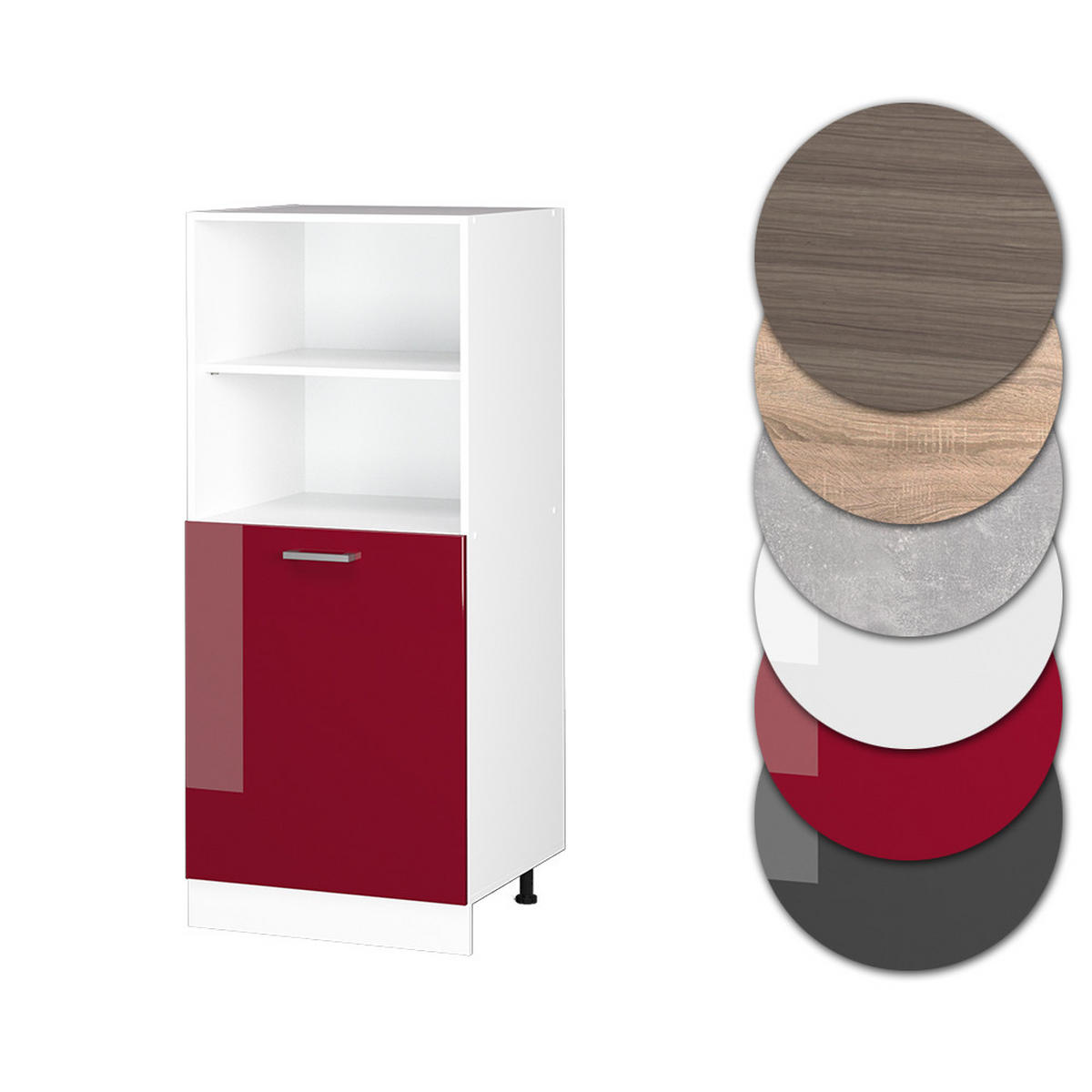 HERDUMBAUSCHRANK R-Line Rot Hochglanz 60 cm - Bordeaux/Rot, Holzwerkstoff (60/143/57cm) - Vicco