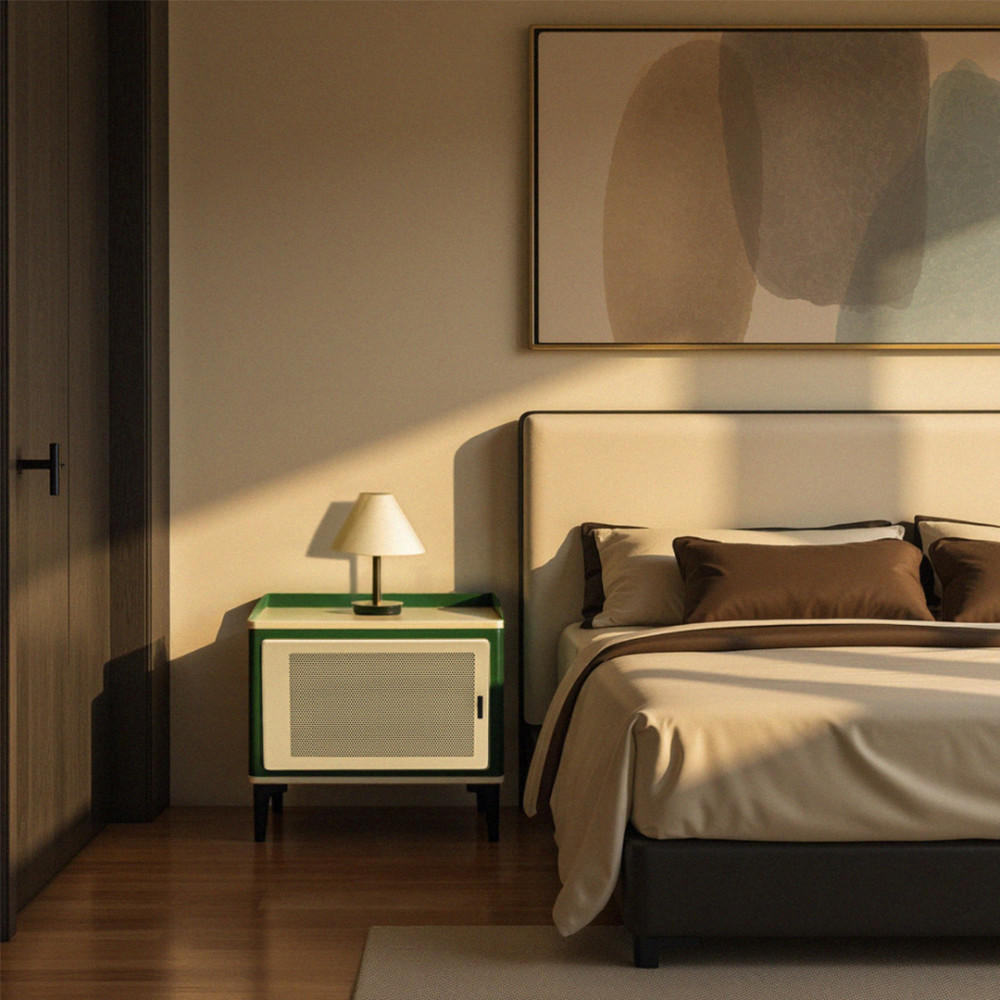 NACHTTISCH mit 1 Tür aus Metall - Vintagio - Grün - Grün, Metall (51/50/38cm) - Drawer