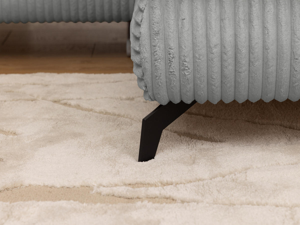 ECKSOFA mit Schlaffunktion und Bettkasten Bonnie aus Hellgrau Cord-Stoff mit verstellbaren Kopfstützen und Armlehne - Ottomane rechts - Hellgrau/Schwarz, Holz/Textil (275/210cm) - S-Style Möbel