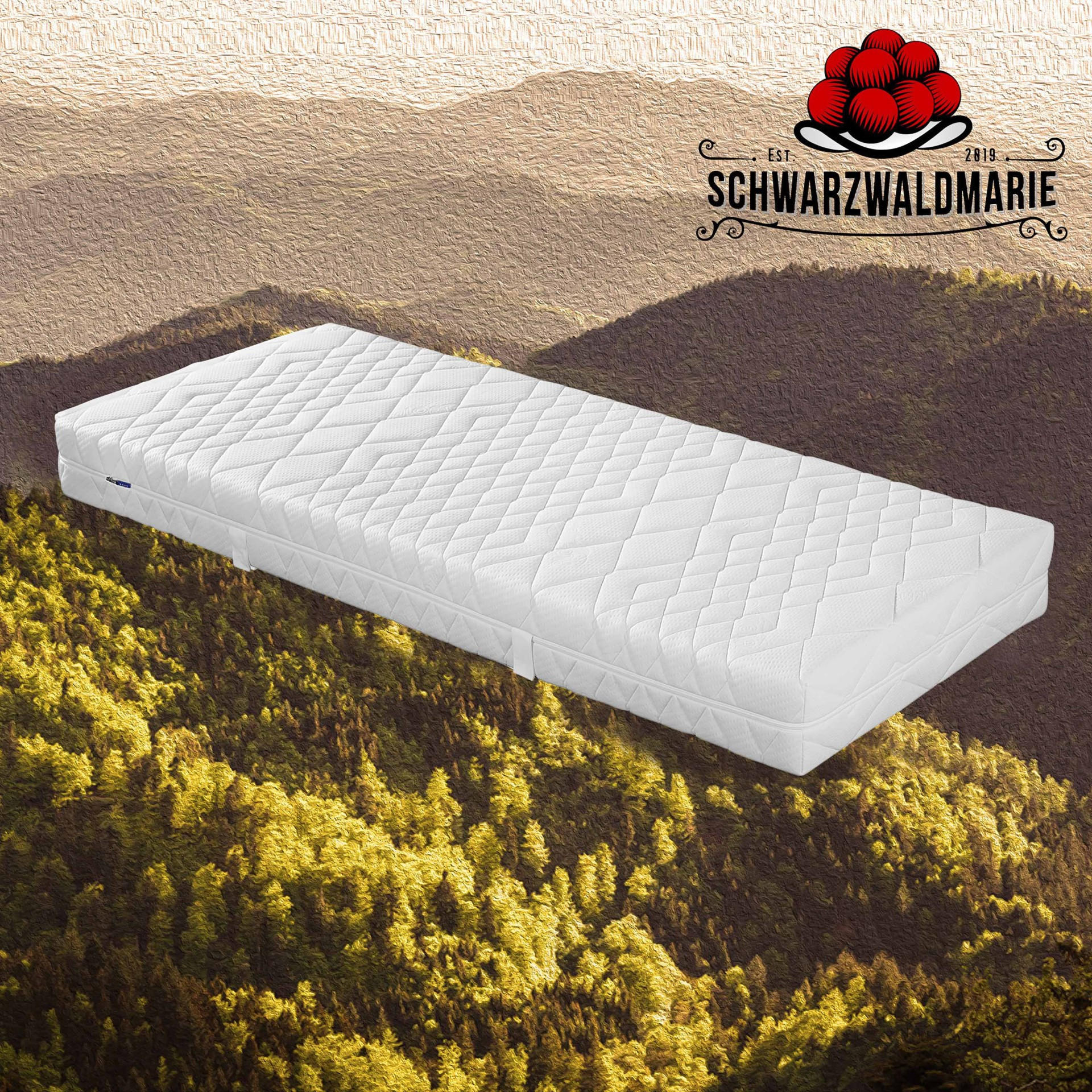 MATRATZE XXL – 7-Zonen-Kaltschaummatratze, bis Härtegrad H5, Bezug waschbar - Weiß, Holz (140/200cm) - Schwarzwaldmarie