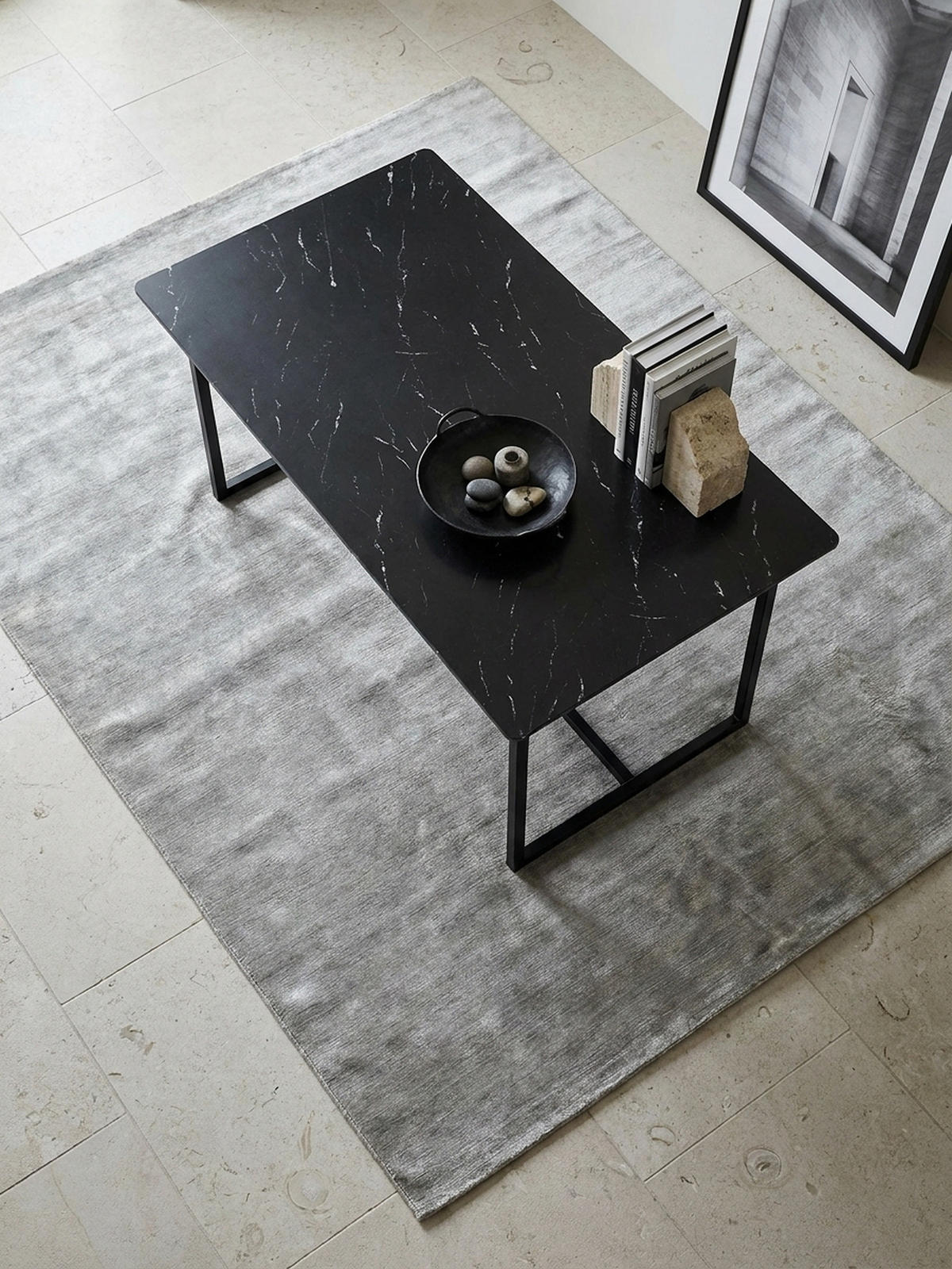 ESSTISCH Marmoroptik Metall Rechteckig Modern Klein, Schwarz 120x60x76 cm - Schwarz, Holzwerkstoff/Metall (60/120/76cm) - KADIMA DESIGN
