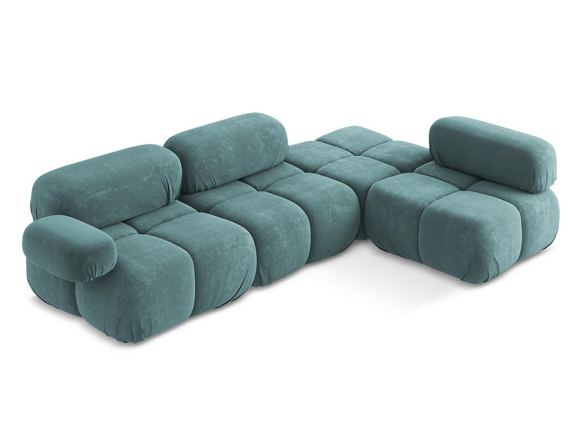 ECKSOFA Rechts Chenille Stoff Blau - Blau/Blaugrau, Kunststoff/Textil (285/190cm) - Makamii