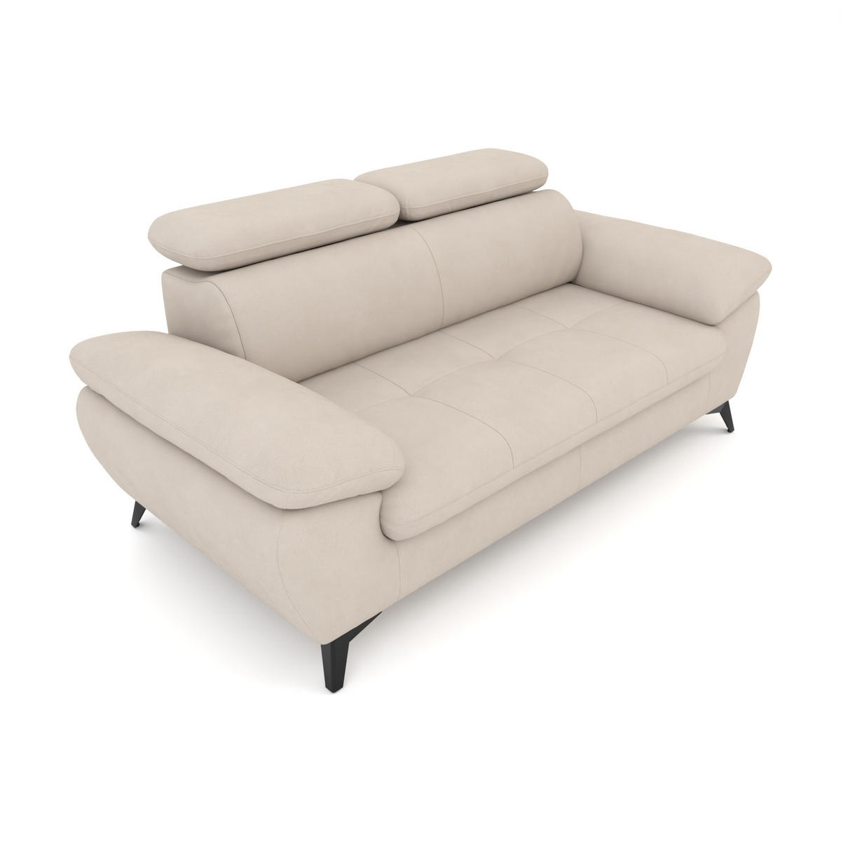 2,5-SITZER Karlstad Flachgewebe Beige verstell. Kopfstützen B 194 cm - Naturfarben, Kunststoff/Textil (194/84/100cm) - foamnova