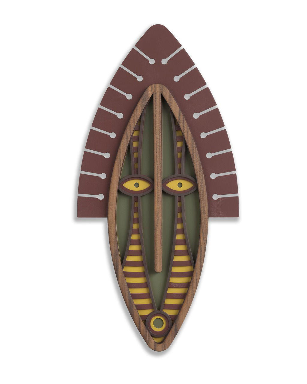 WANDDEKO MASKE 39/79 cm - Braun/Grün, Holzwerkstoff/Kunststoff (39/79/1cm) - KUNSTLOFT