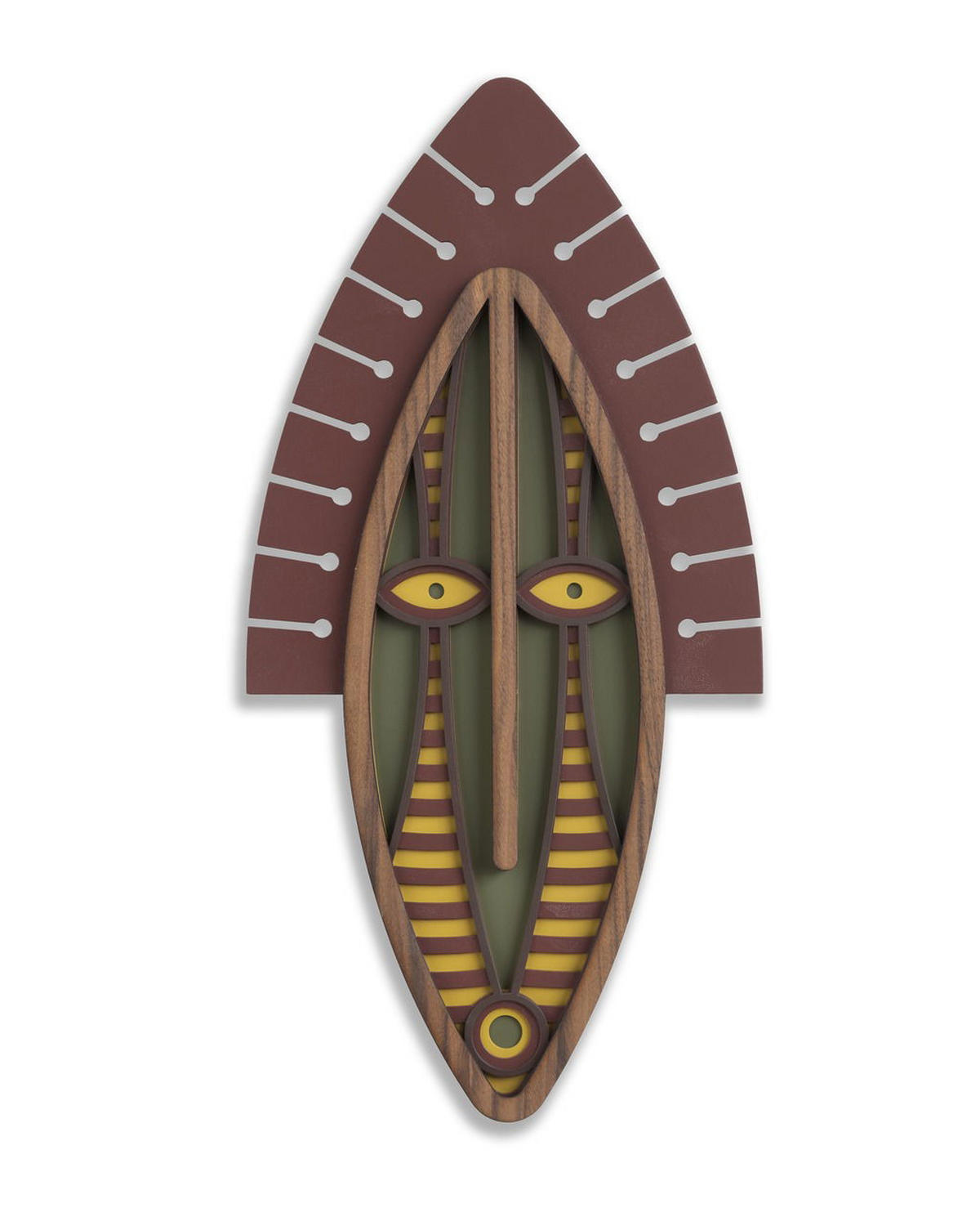 WANDDEKO MASKE 39/79 cm - Braun/Grün, Holzwerkstoff/Kunststoff (39/79/1cm) - KUNSTLOFT