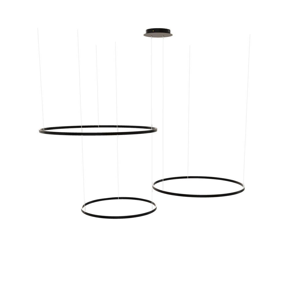 LED-HÄNGELEUCHTE 3er Ring Schwarz Ø 120 | 100 | 80cm - Schwarz, Metall (1.3/120/3.3cm) - s.luce