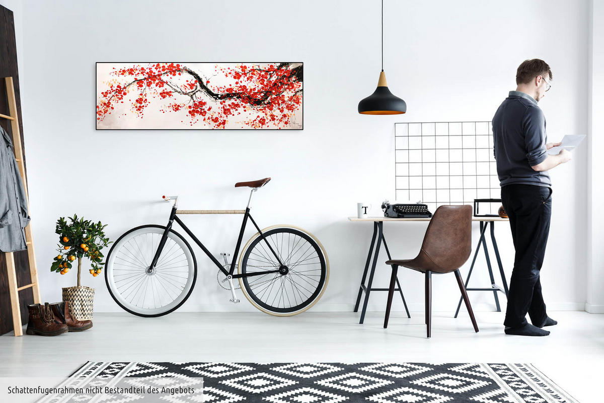 ÖLGEMÄLDE 150/50 cm - Rot/Weiß, Holz/Textil (150/50cm) - KUNSTLOFT