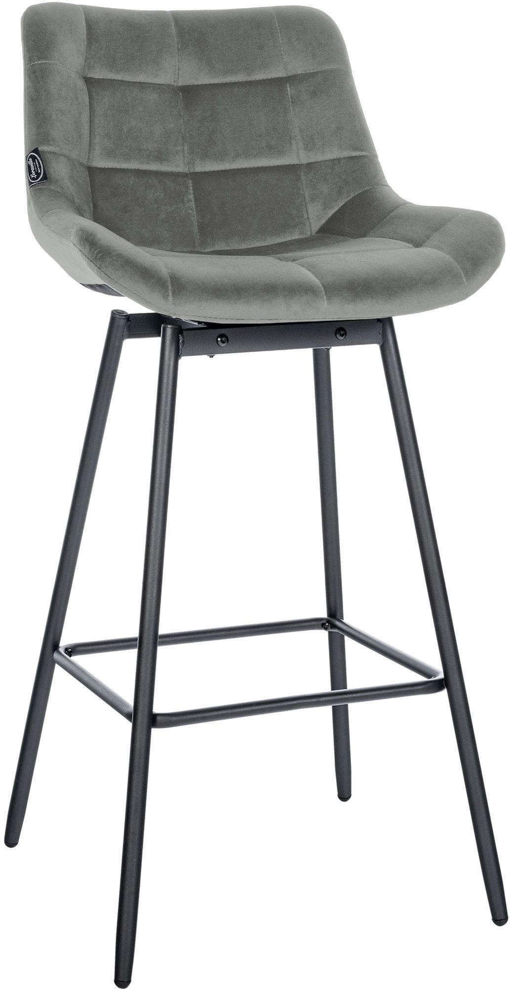 BARHOCKER Samt Grau - Schwarz/Grau, Textil/Metall (49/105/56cm) - CLP