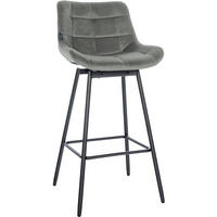 BARHOCKER Samt Grau - Schwarz/Grau, Textil/Metall (49/105/56cm) - CLP