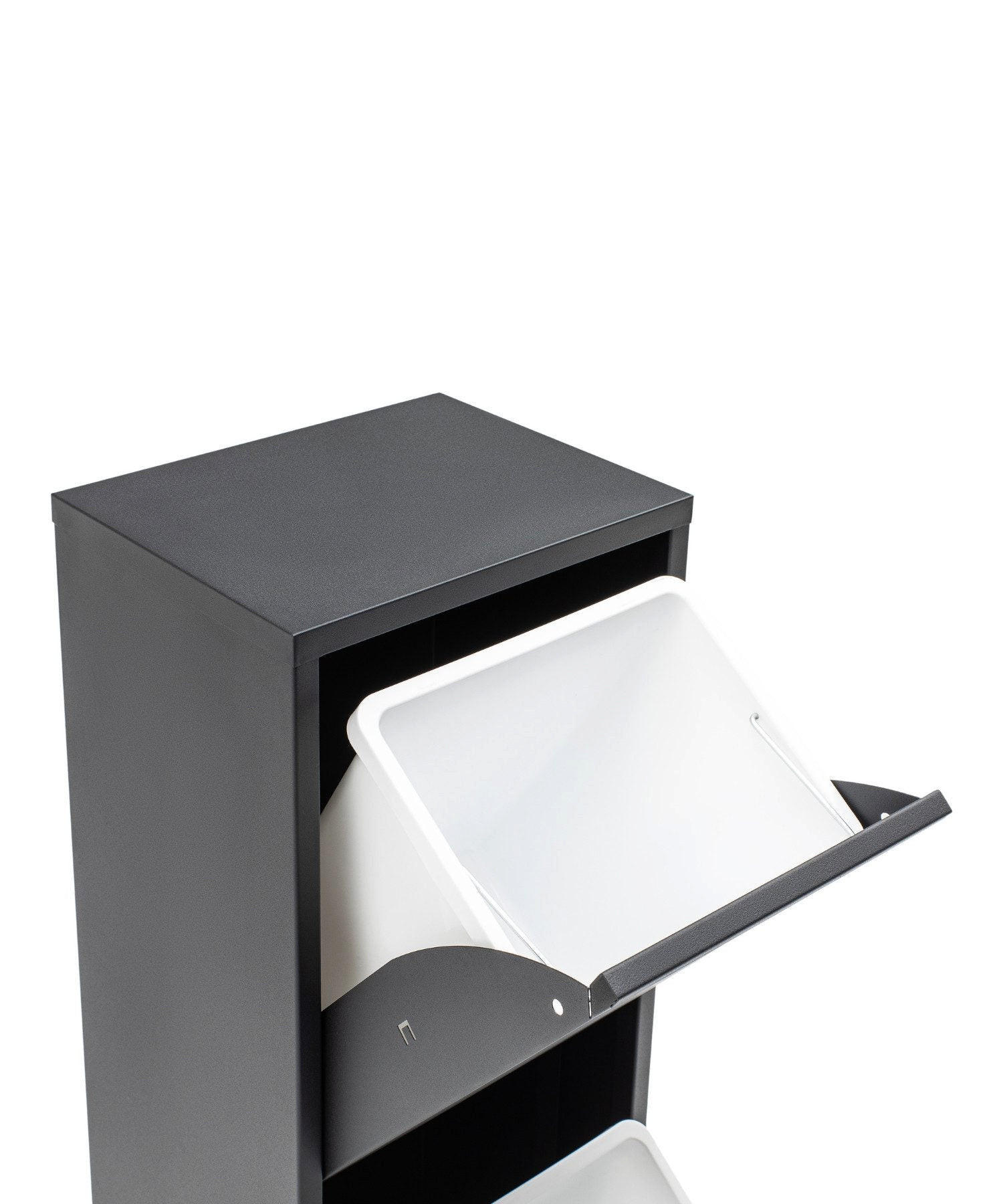 MÜLLEIMER 3 Fach Anthrazit Mülltrennsystem aus Metall - Anthrazit, Metall (33/136/25cm) - Gowoll