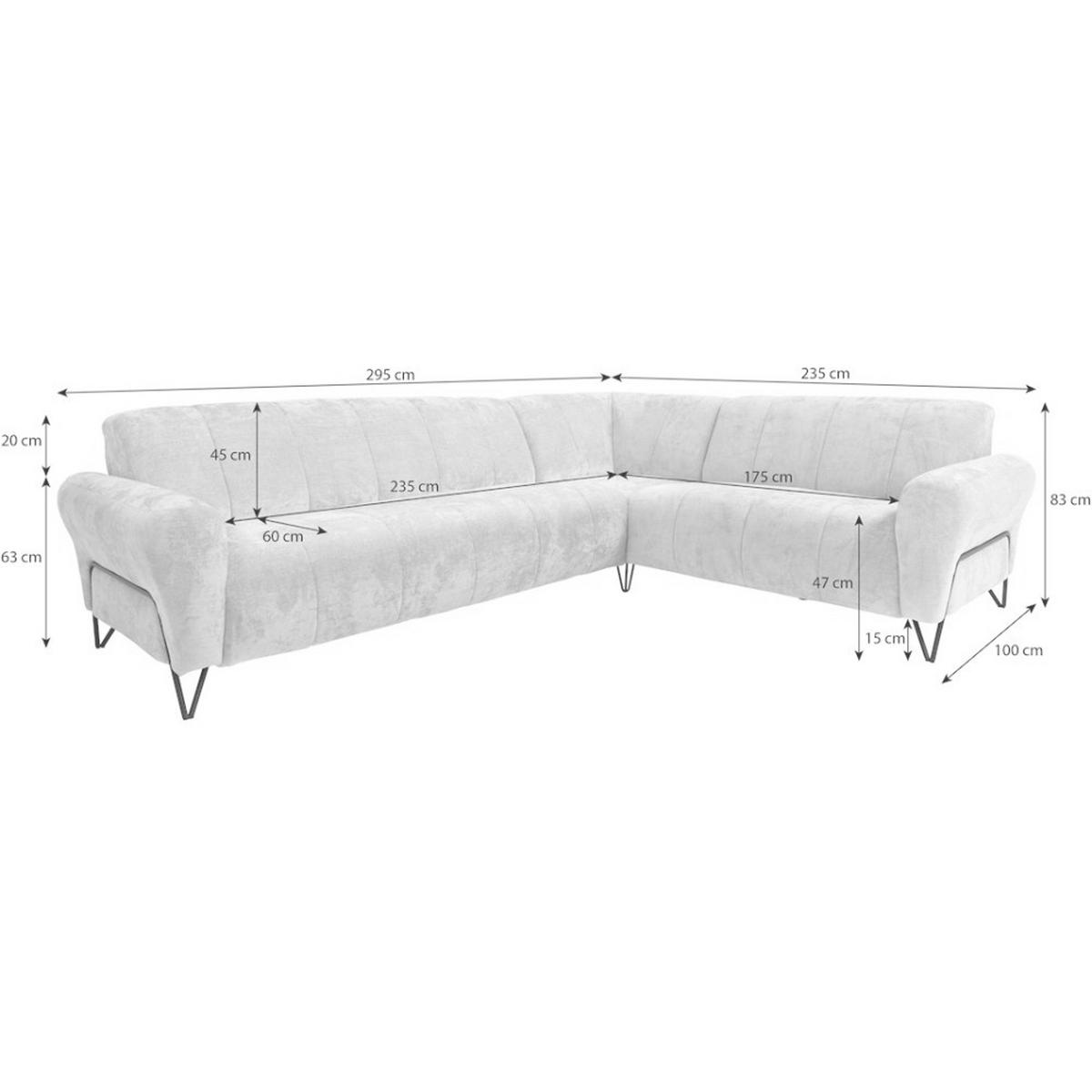 ECKSOFA Volare ohne Schlaffunktion Hellbraun rechts - Hellbraun/Schwarz, Textil/Metall (295/235cm) - Beautysofa