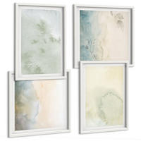 BILDER SET 4er Set - 50x50 cm & 40x60 cm Weißer Rahmen - Pastellfarbene Aquarell-Leinwandtextur - Weiß, Kunststoff (50/50cm) - TULUP