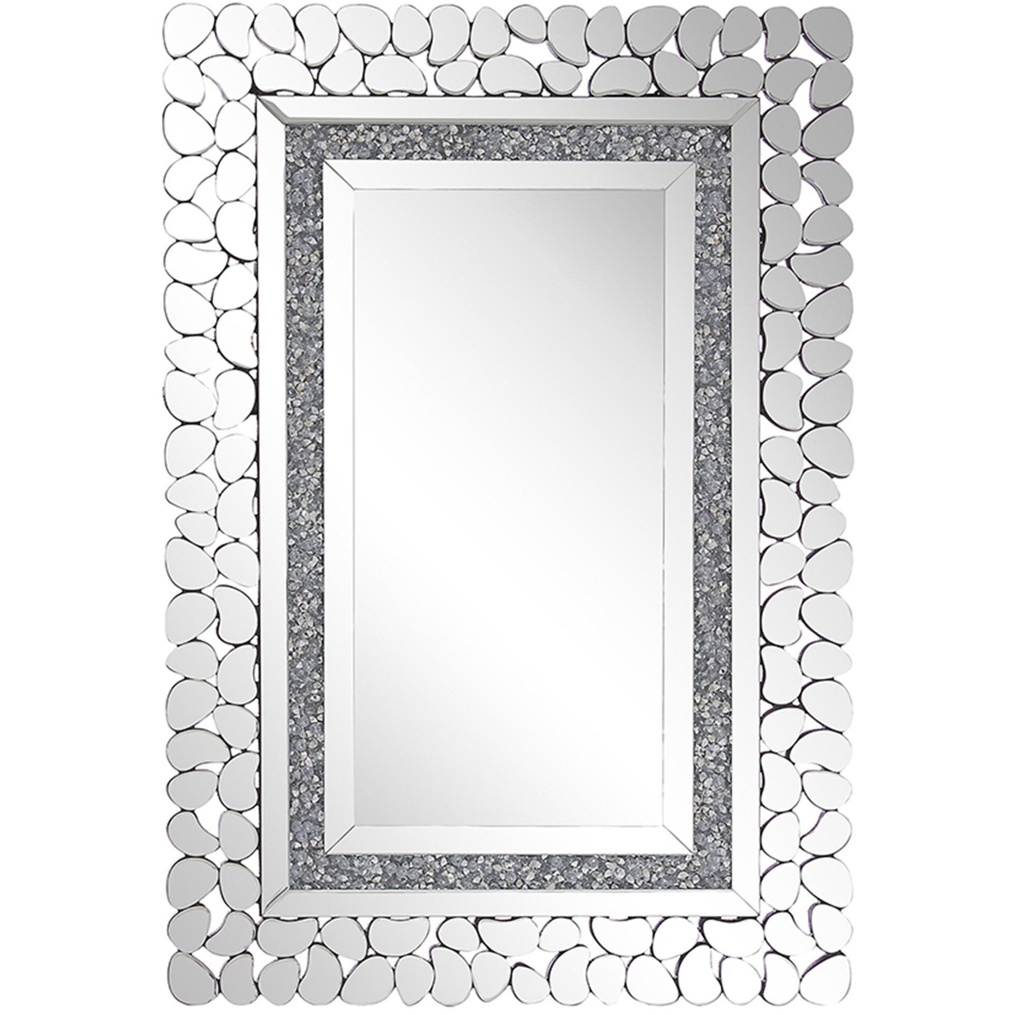 OGLINDĂ DE PERETE argintie 60/90 cm Glitzer-Effekt Pabu
