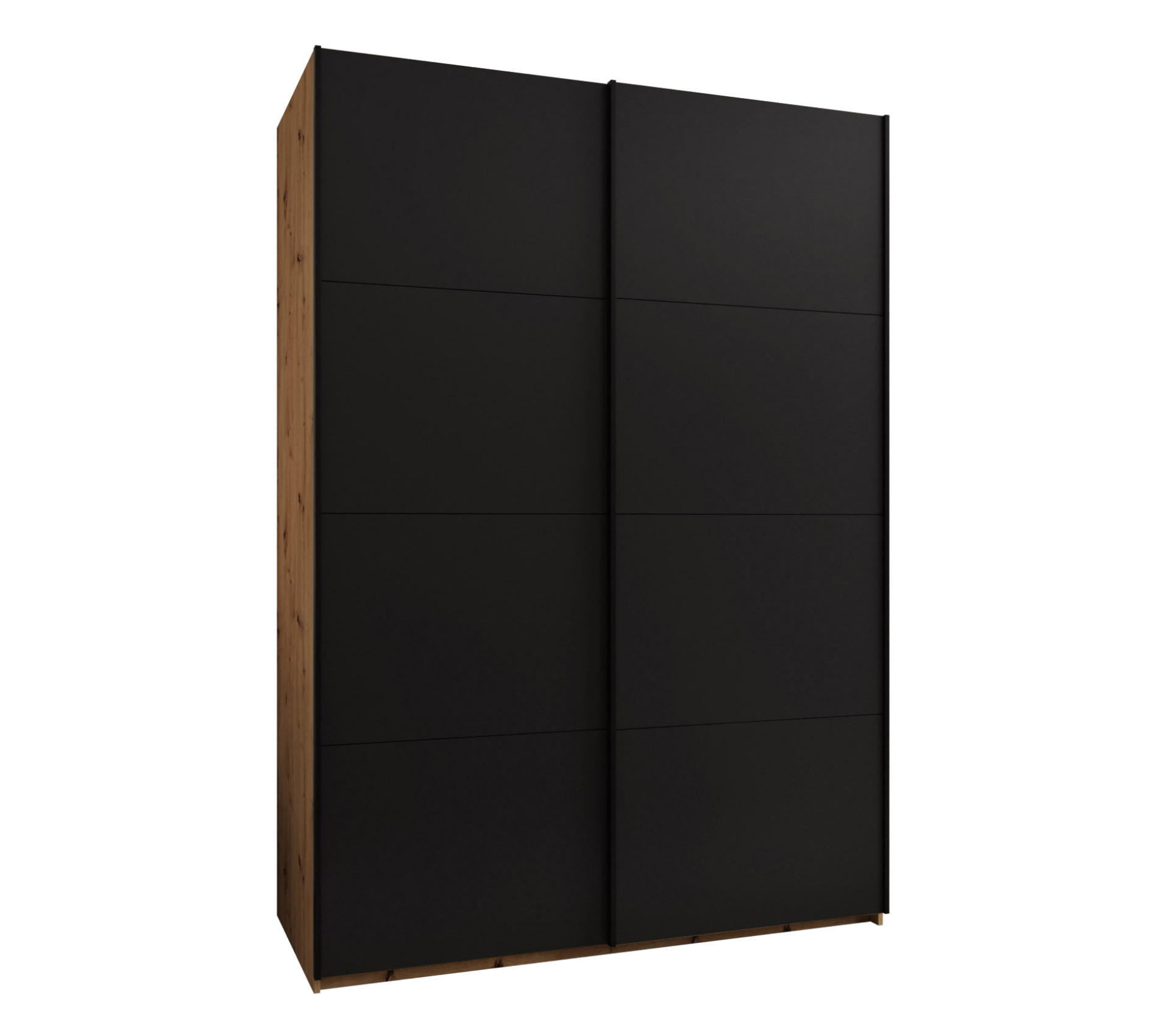 Abiks Möbel Schwebetürenschrank Eiche Artisan, Schwarz, Schwarz 170x245x64 cm