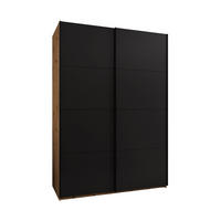SCHWEBETÜRENSCHRANK 245,5/180/64 2-türig - Schwarz/Eiche Artisan, Holz/Metall (180/245/64cm) - Abiks Möbel