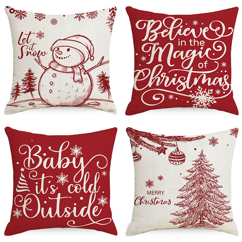KISSENBEZUG – Weihnachtskissenbezug (Kissenfüllung nicht enthalten) – 45 x 45 cm – Multicolor(vier Stück) - Multicolor, Textil (45/45cm)