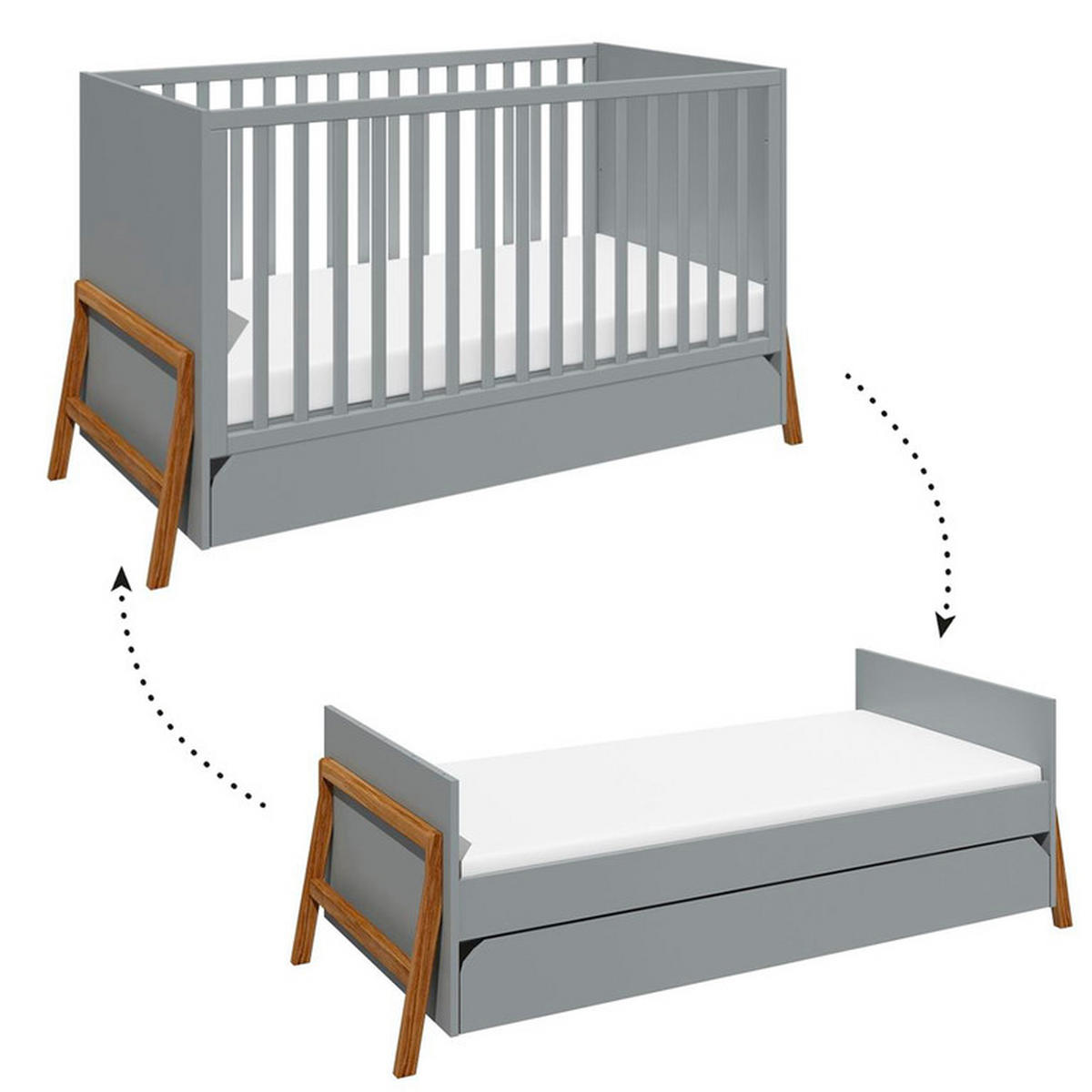 POKOJ PRO MIMINKO 2DÍLNÝ Grey - šedá, kompozitní dřevo (161/90/75cm) - Petits-meubles
