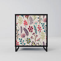 SIDEBOARD AUTUMN SUNDRIES, Schwarz, 57,5x42x67,5 cm, Schwarze Metall-Rahmenfüße - Multicolor/Schwarz, Holzwerkstoff/Metall (57.5/67.5/42cm) - SpaceRebels