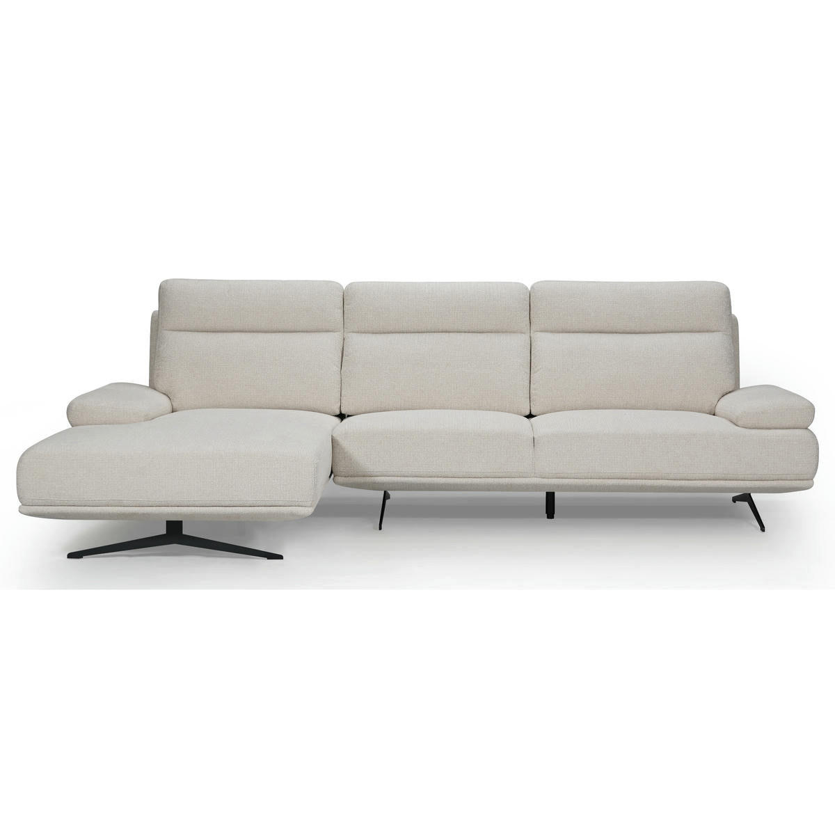 ECKSOFA Webstoff Beige - Beige/Schwarz, Textil/Metall (304/176cm) - Furnhouse
