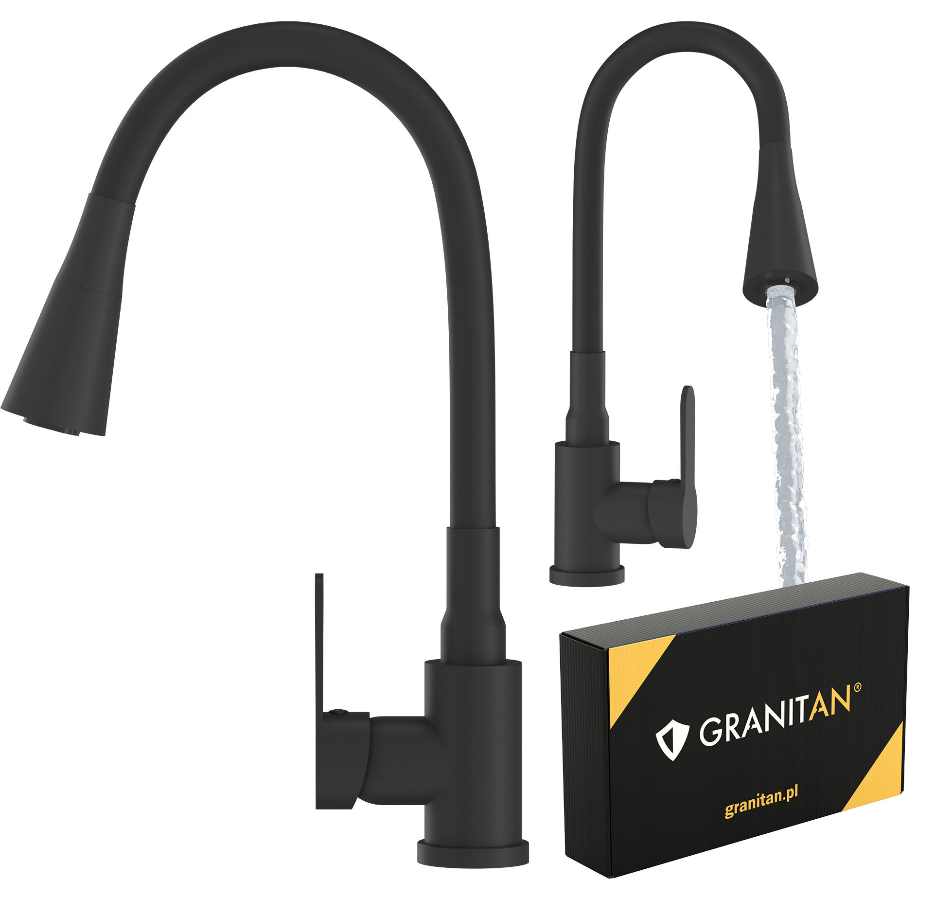 Granitan Küchenbatterie Schwarz 18x54x3 cm
