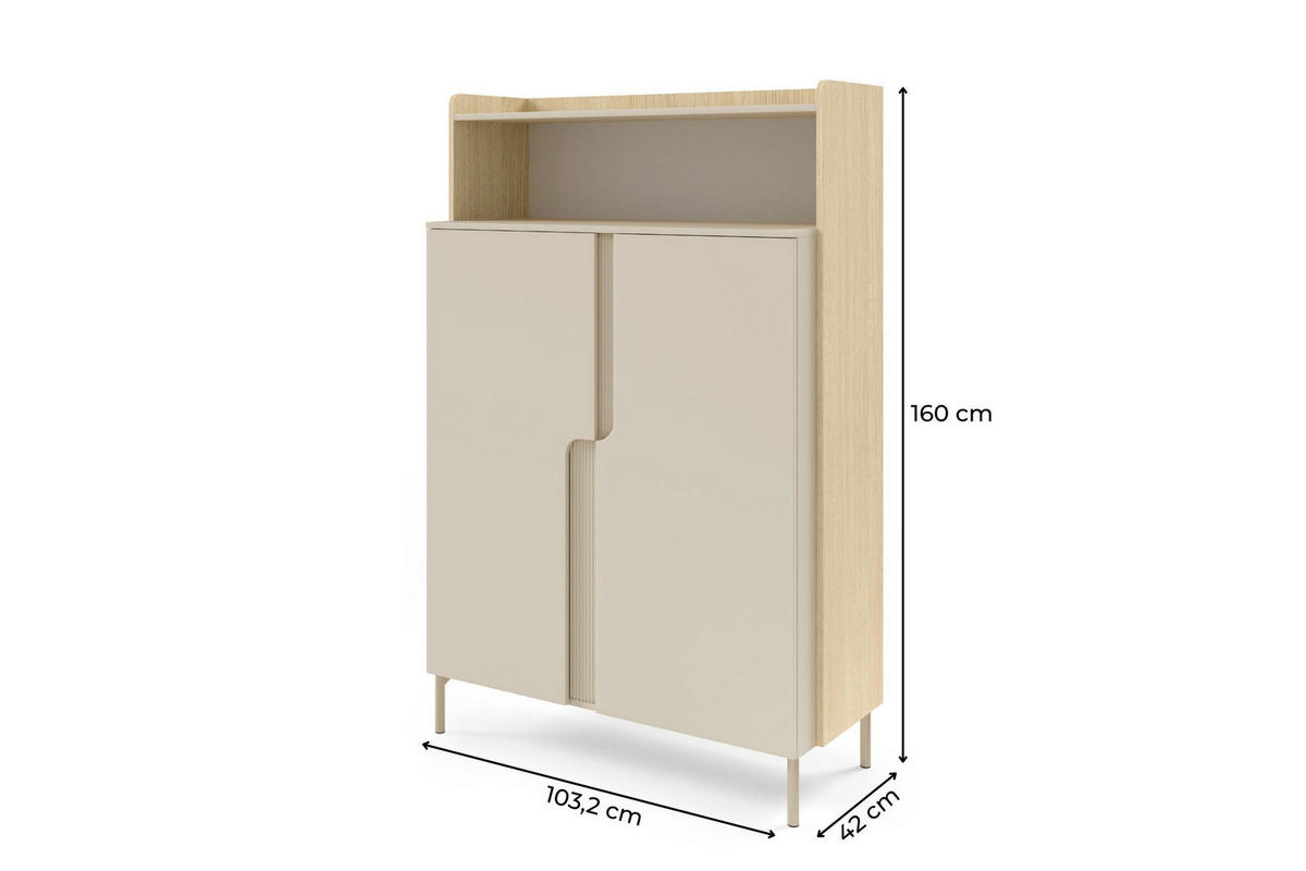 HOCHKOMMODE PAURO 04 103/160/42 cm in Eiche Mavelie / Macadamia - Eichefarben/Beige, Holzwerkstoff (103/160/42cm) - Deine Möbel 24