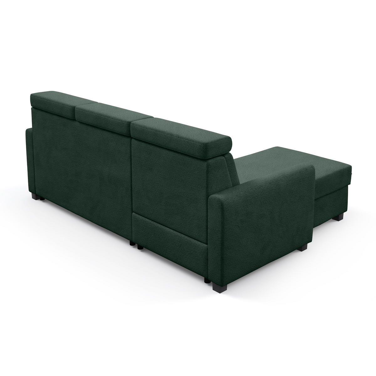ECKSCHLAFSOFA Milano, Dunkelgrün, links - Dunkelgrün/Schwarz, Textil (217/166cm) - Beautysofa