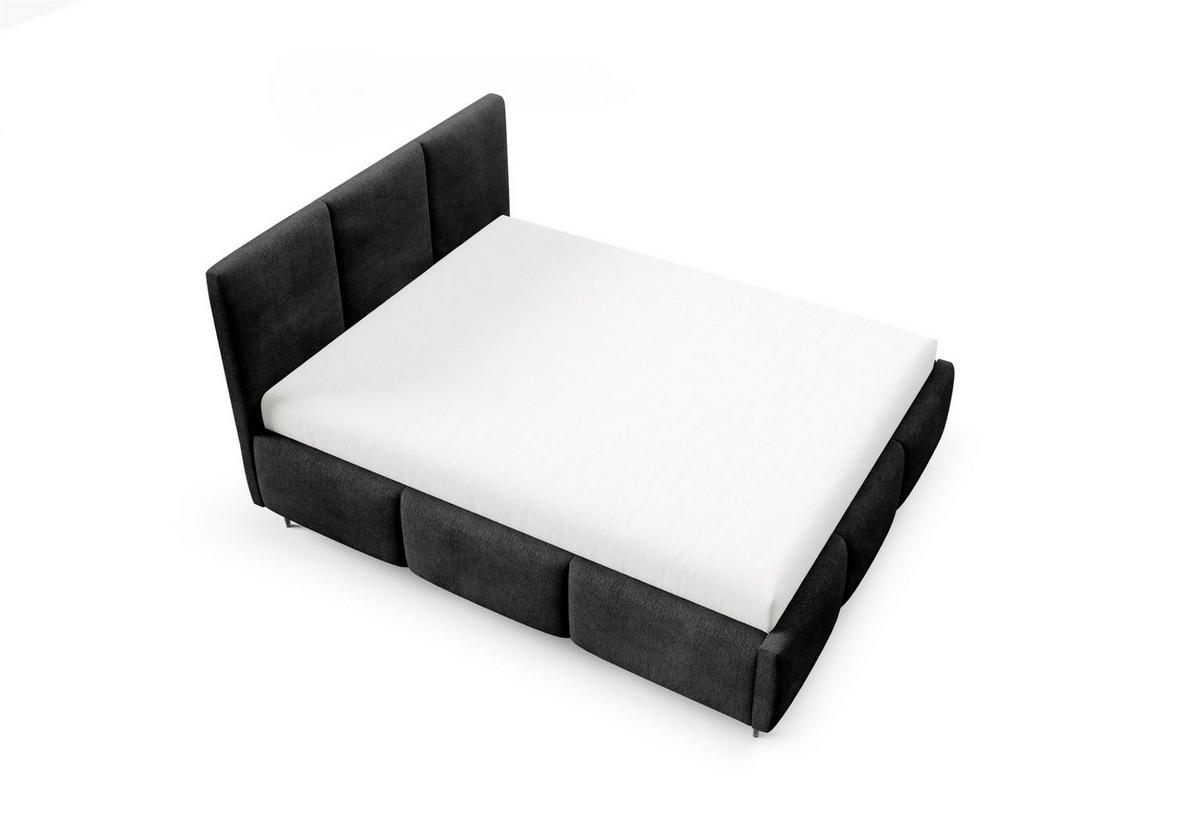 POLSTERBETT Miami Komplettset - Schwarz, Holzwerkstoff/Textil (140/200cm) - Fun Möbel