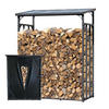 KAMINHOLZREGAL Außen Promo 143x70x185 cm Metall Anthrazit mit Wetterschutz 1,8 m³ / 2,5 SRM - Anthrazit/Schwarz, Metall (143/185/70cm) - QUICK STAR