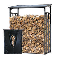 KAMINHOLZREGAL Außen Promo 143x70x185 cm Metall Anthrazit mit Wetterschutz 1,8 m³ / 2,5 SRM - Anthrazit/Schwarz, Metall (143/185/70cm) - QUICK STAR