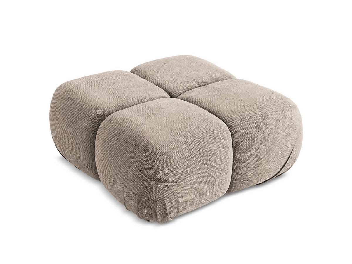 POUF Chenille Stoff Beige - Beige/Schwarz, Kunststoff/Textil (95/41/95cm) - Makamii