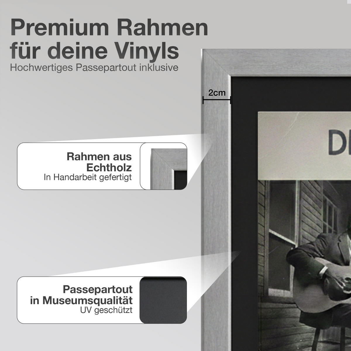 SCHALLPLATTEN BILDERRAHMEN 40/40 2er Set - Silberfarben, Holz (40/40cm) - K-Möbel