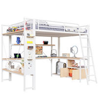 HOCHBETT 140/200 cm Weiß aus Metall und MDF mit Schreibtisch - Weiß, Metall (140/200cm) - OKMYHOME