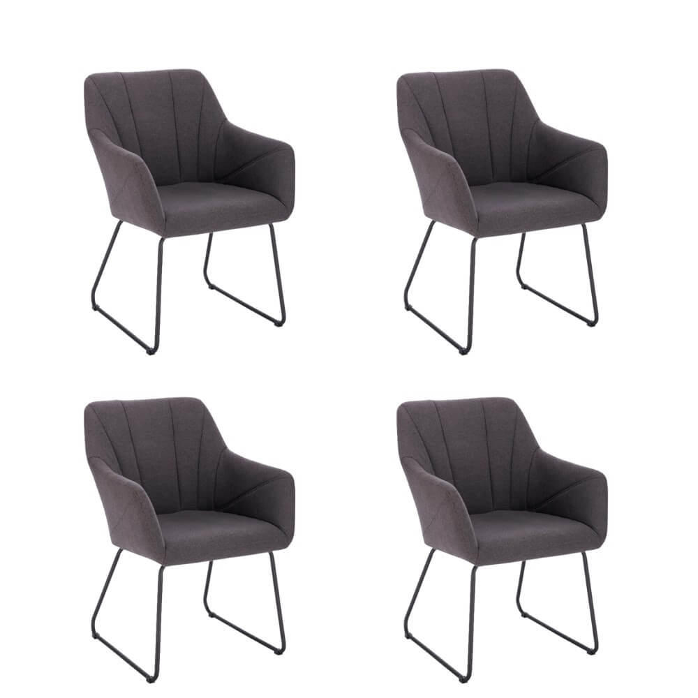 ESSZIMMERSTUHL mit Armlehne Webstoff PAKU – 4er Set Anthrazit - Anthrazit, Textil/Metall (59/84/64cm) - Home Deluxe