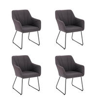 ESSZIMMERSTUHL mit Armlehne Webstoff PAKU – 4er Set Anthrazit - Anthrazit, Textil/Metall (59/84/64cm) - Home Deluxe