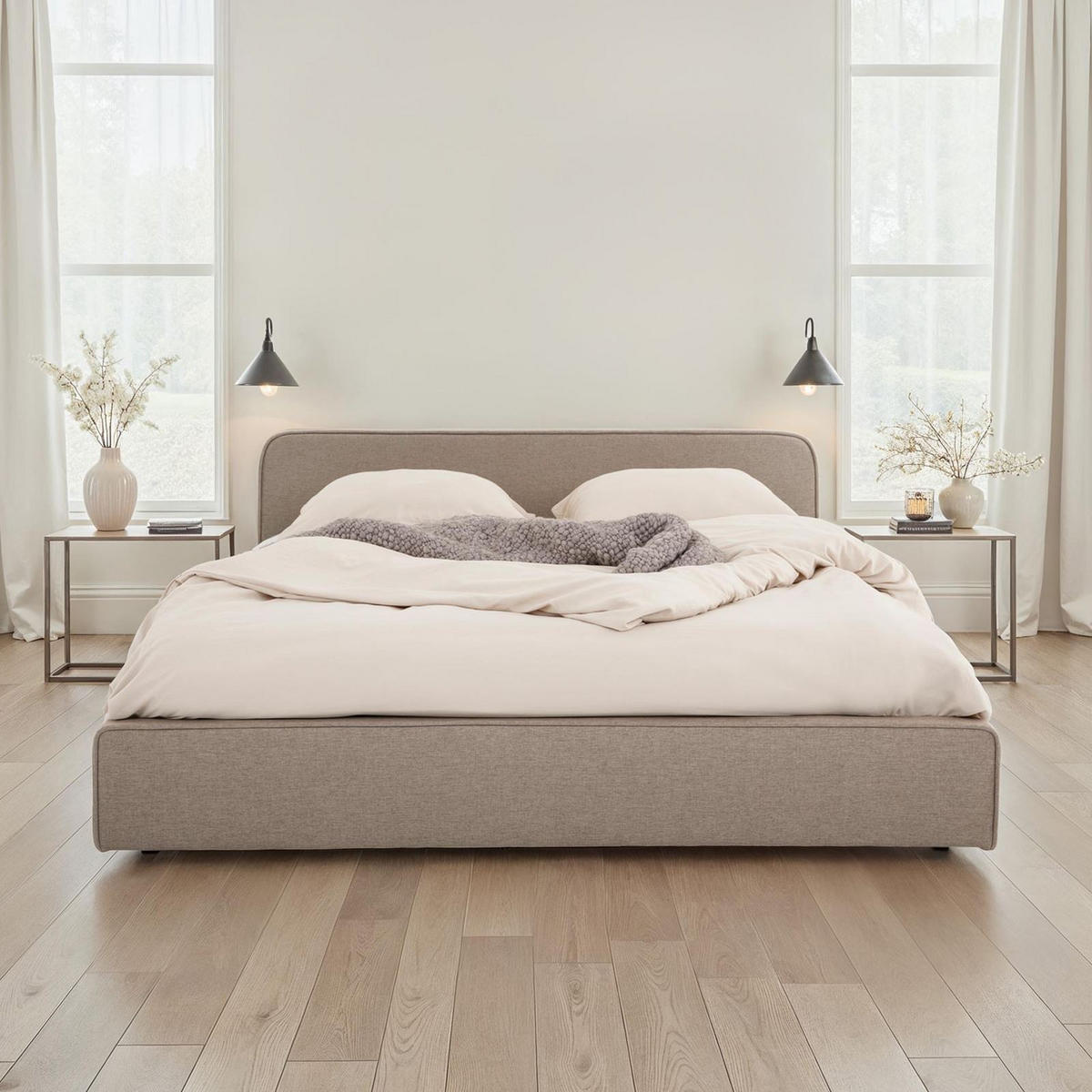 POLSTERBETT MARINI 140X200 CM - Greige, Textil (140/200cm) - IDIMEX