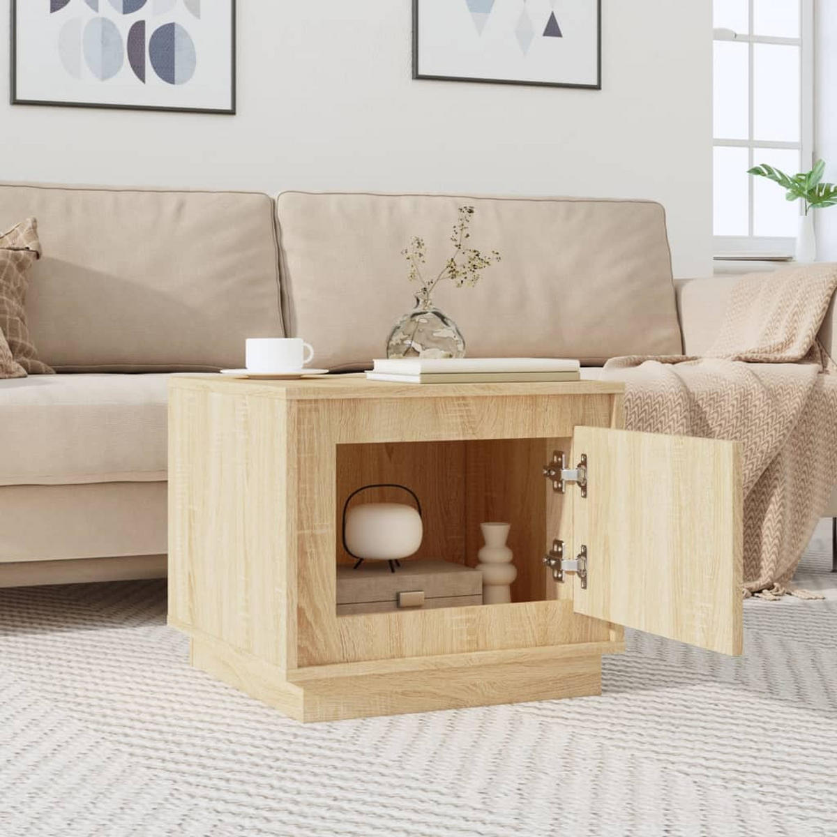 COUCHTISCH Sonoma-Eiche 51x50x44 cm Holzwerkstoff - Braun, Holzwerkstoff (51/50/44cm) - furnicato