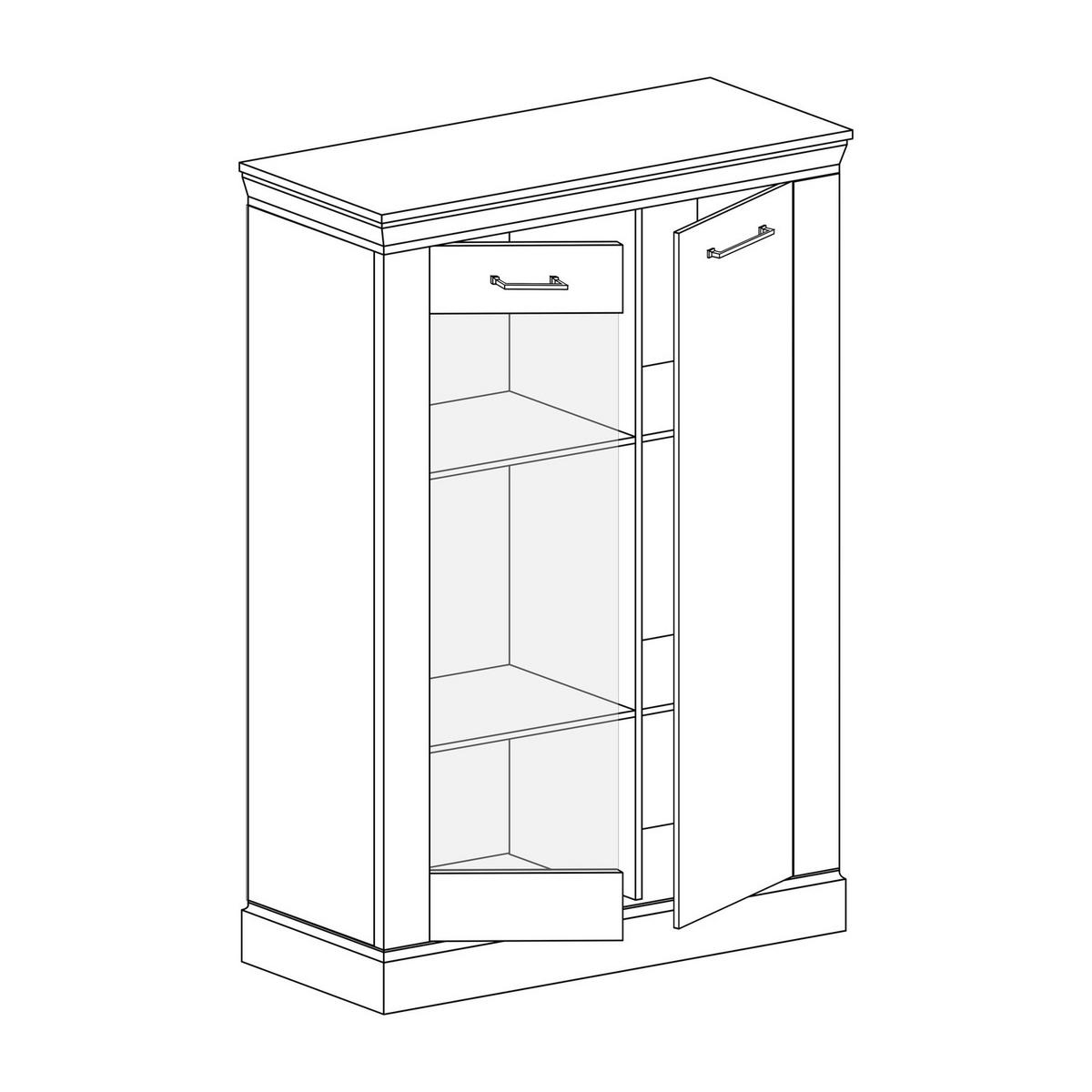 VITRINE Antica New AN-12 97 x 140,5 x 42 cm Kraft Gold - Wildeiche, Holzwerkstoff/Metall (97/140.5/42cm) - Koseto