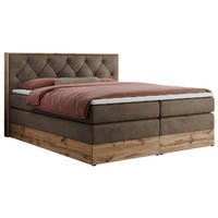 BOXSPRINGBETT VENETO KING 140/200 Braun Velvet - H3 - Braun, Holz/Textil (140/200cm) - MKS