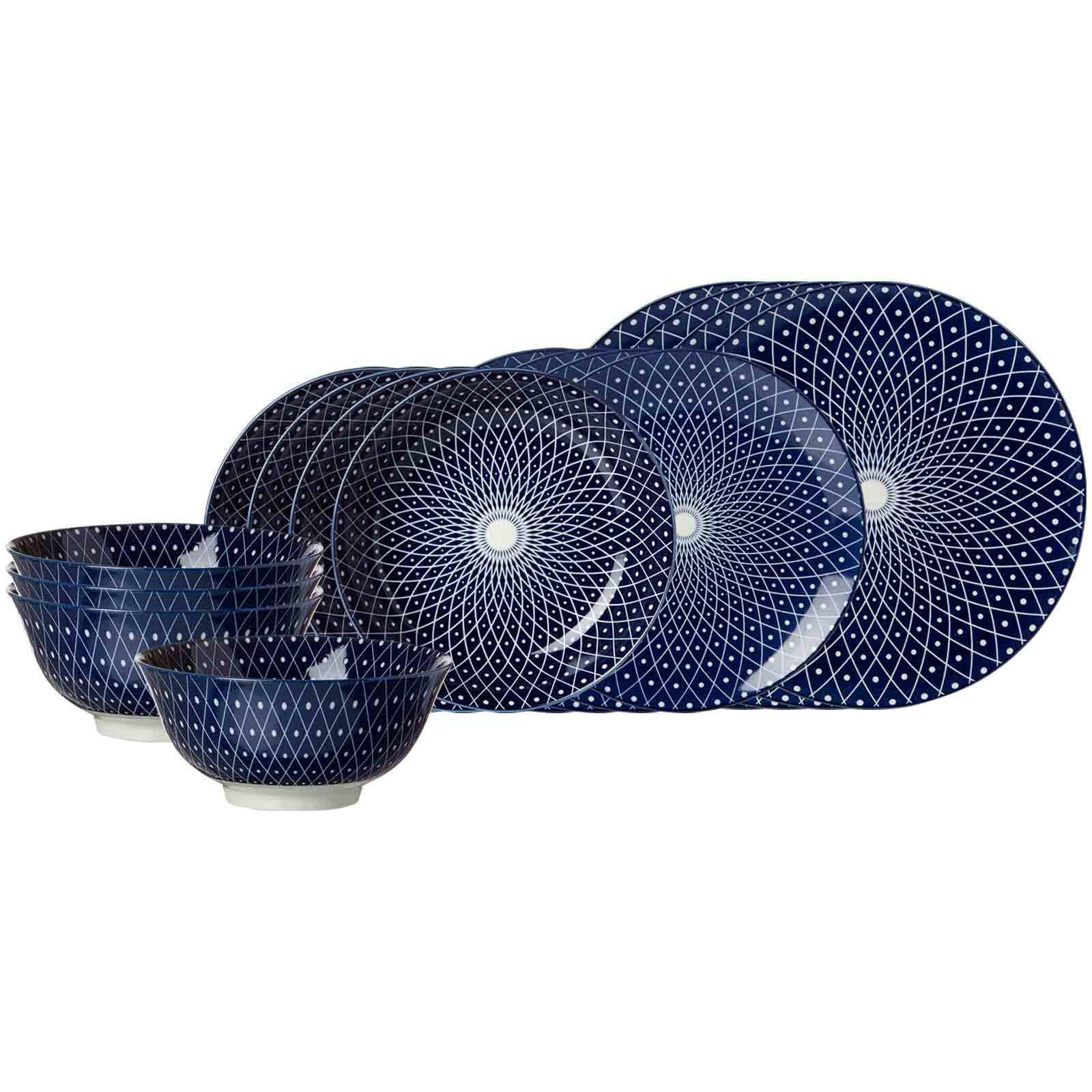 EINSTEIGER-SET Royal Reiko blau-weiß 16er Set - Blau/Weiß, Keramik (1/1/1cm) - Ritzenhoff Breker