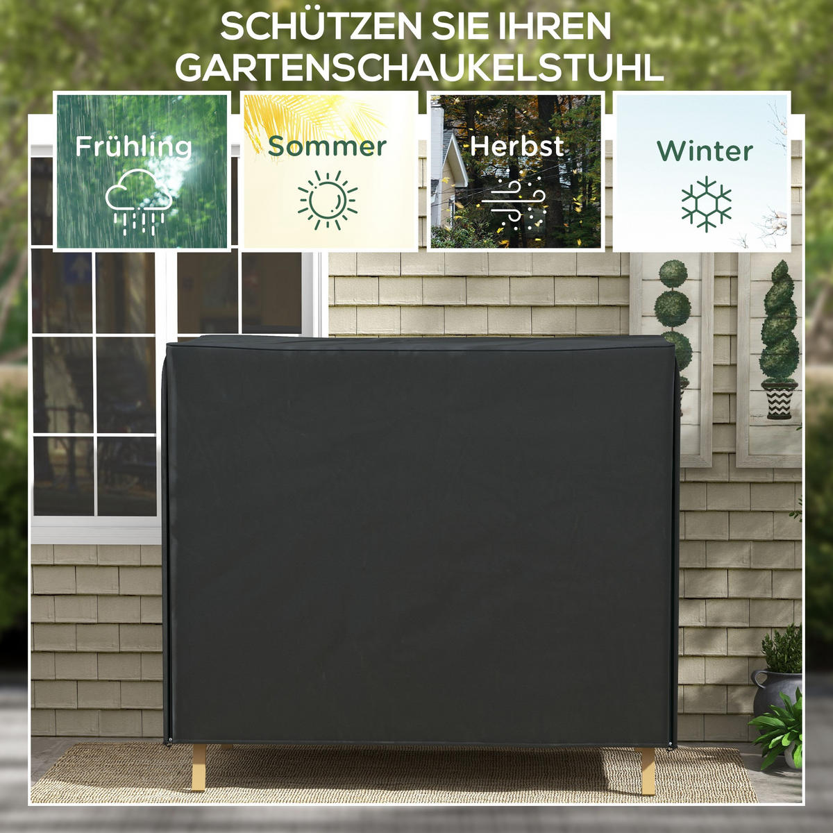 ABDECKUNG Hollywoodschaukel, Schwarz - Schwarz, Textil (125/172/220cm) - Outsunny