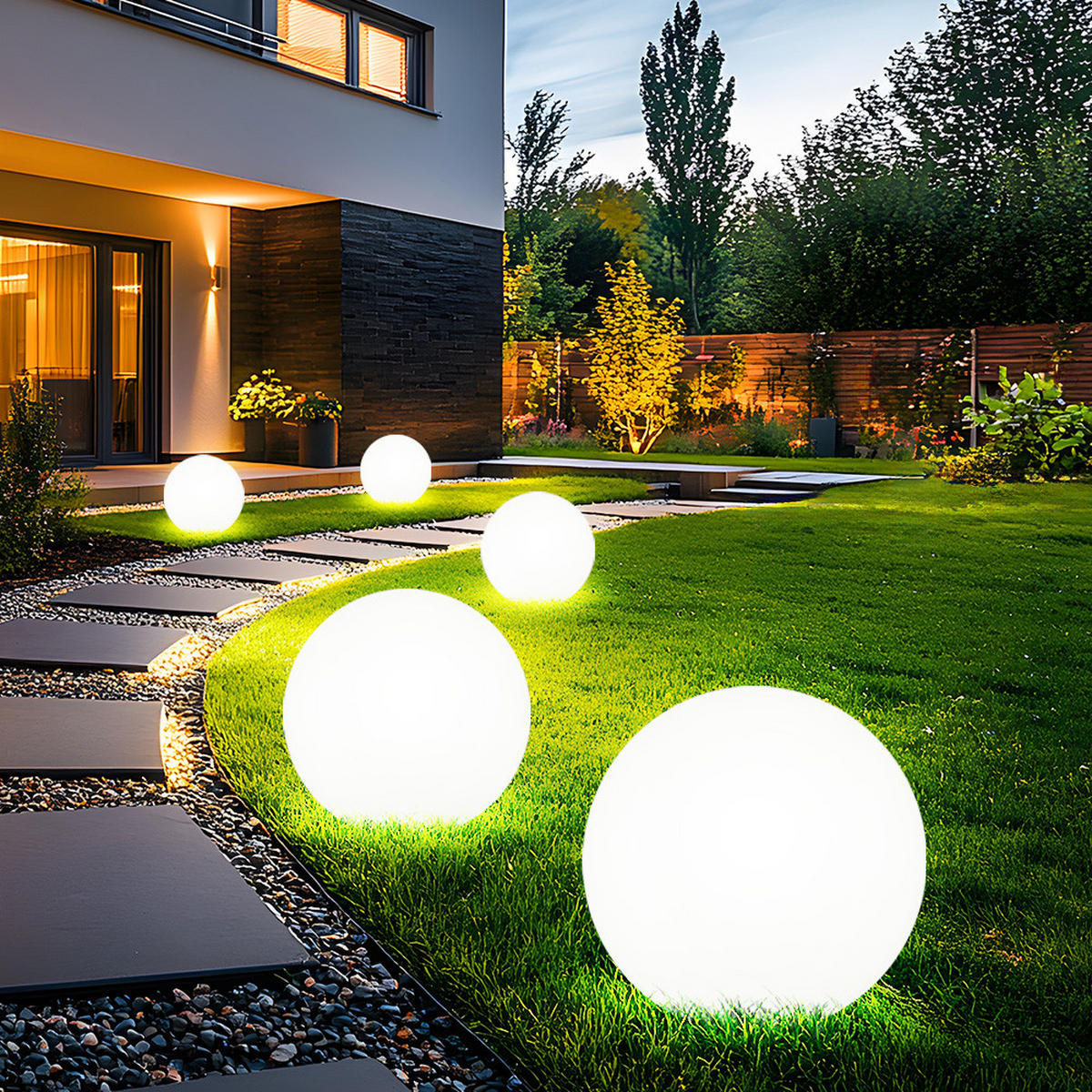 LED AUSSENLEUCHTE Kunststoff Weiß 5er Set - Weiß, Kunststoff (20/20/62cm)