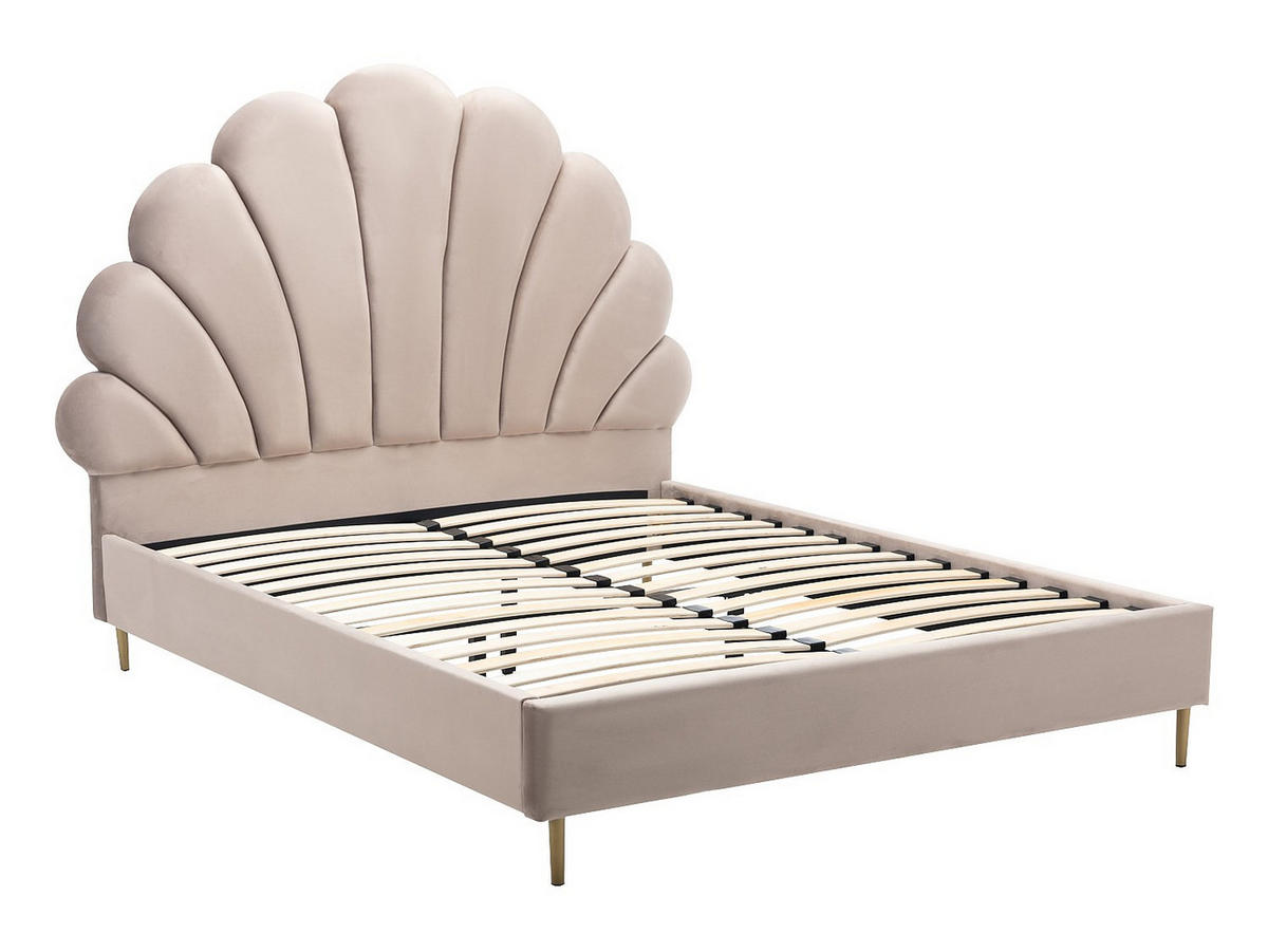 BETTRAHMEN - 2 Personen - samt - beige Livaya - Beige, Textil/Metall (140/190cm) - Vente-Unique