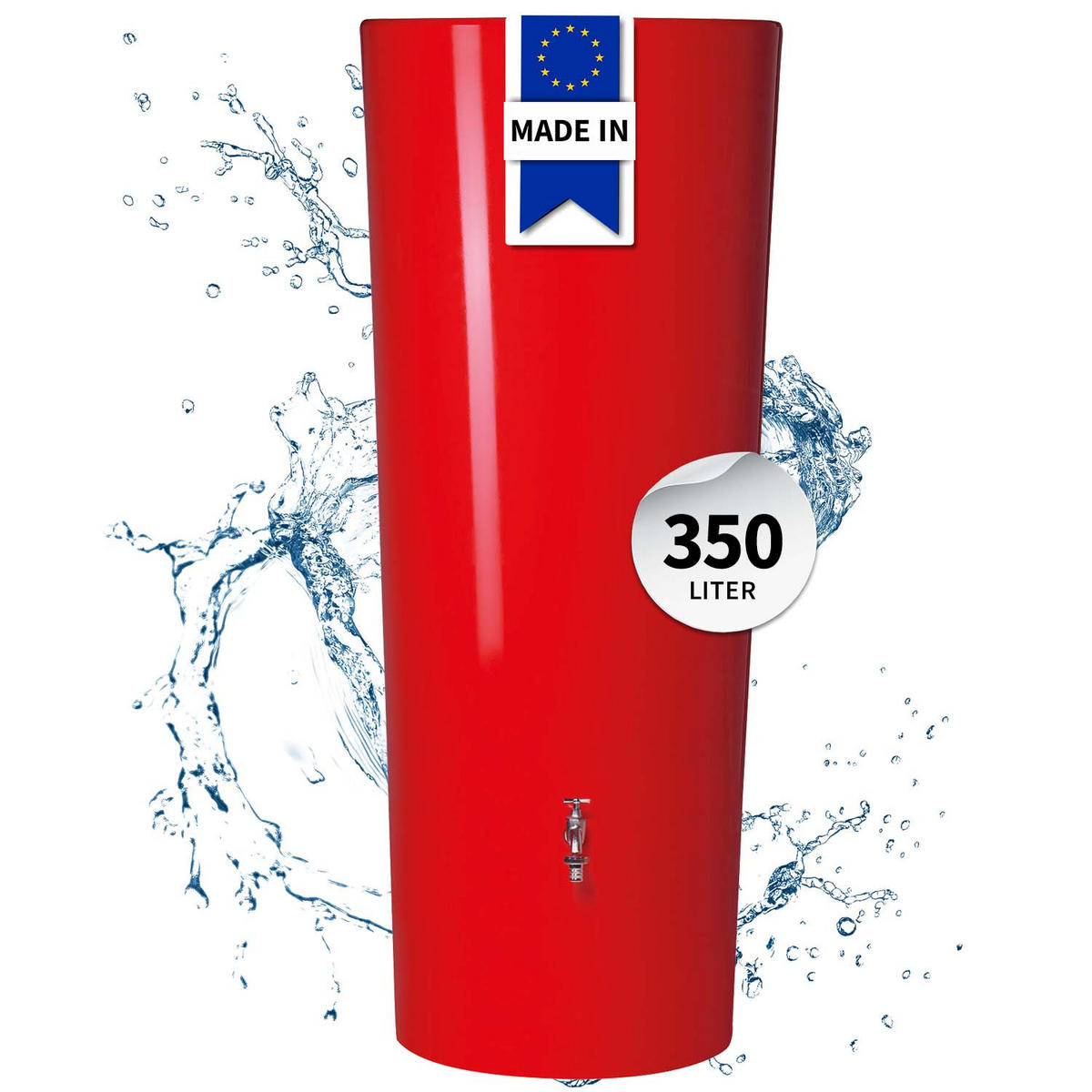 2IN1 Regentonne 350 L, tomato - Rot, Kunststoff (62/150/62cm) - GARANTIA