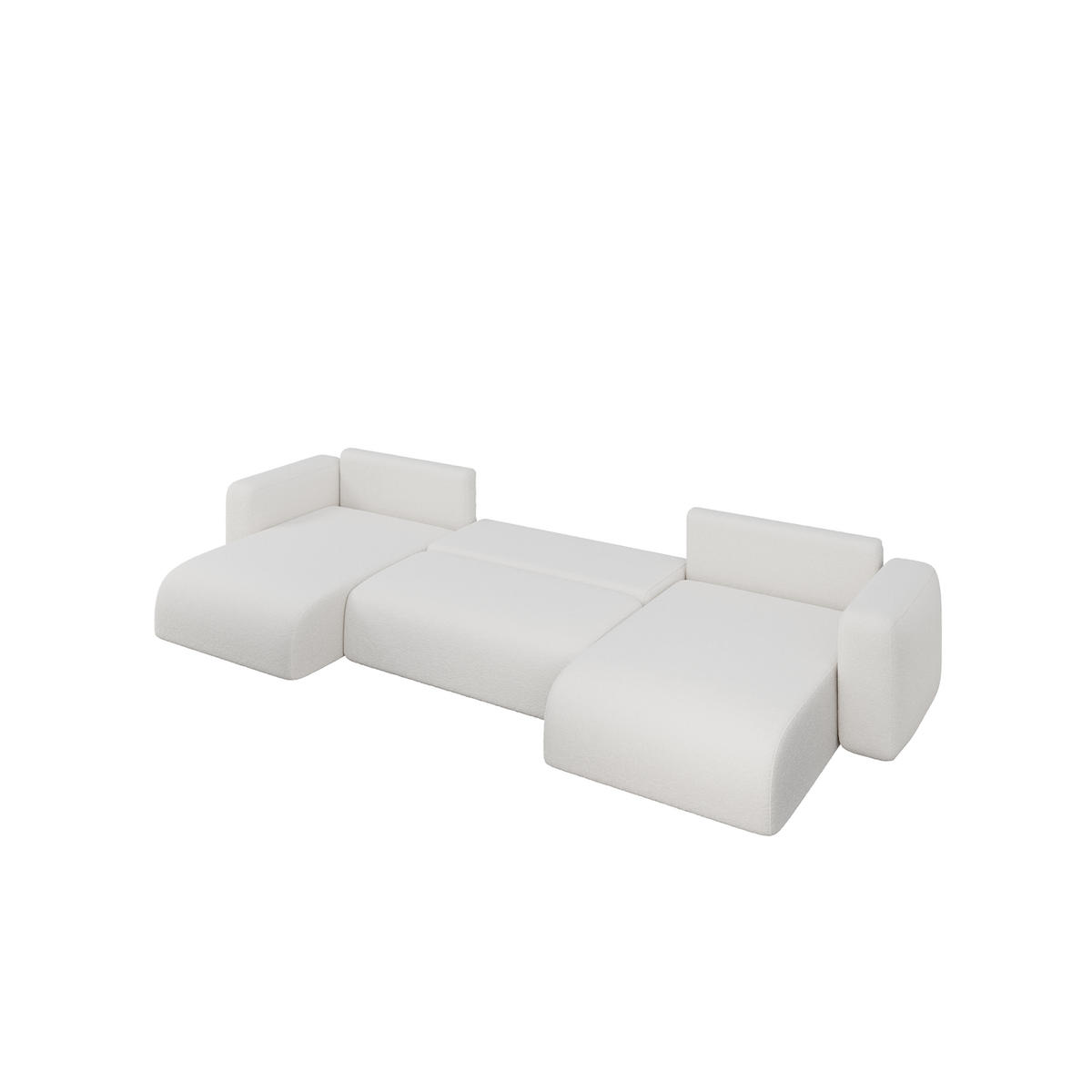 WOHNLANDSCHAFT TALW U mit Schlaffunktion, Weiß - Weiß, Textil (398/185cm) - Fedve