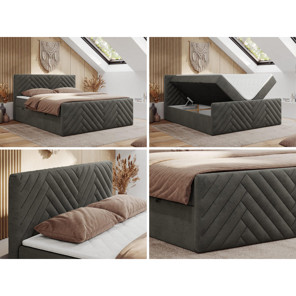 Thumbnail - MKS Boxbett, Dunkelgrau, Textil, 2-Sitzer, H3, 7-Zonen, Rechteckig, 180x200 cm, Oeko-Tex®, Schlafzimmer, Betten, Boxspri...