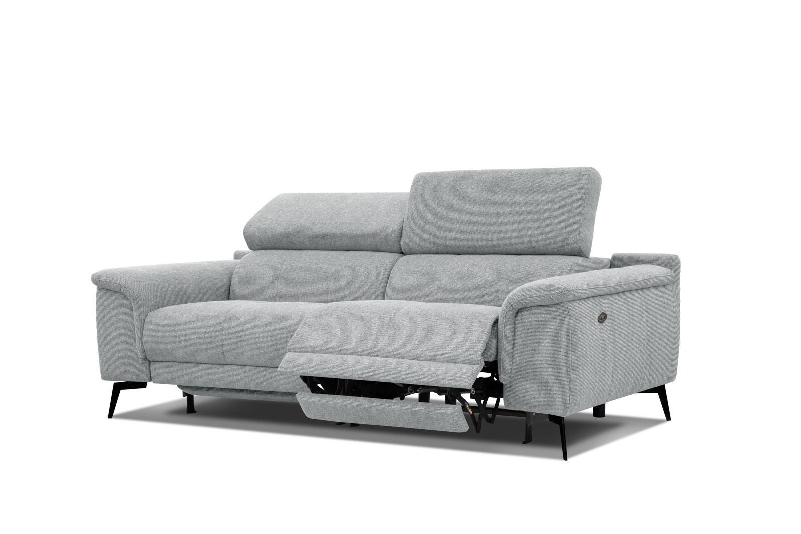 RELAXSOFA FIERO 3-Sitzer mit 2 Relaxfunktionen, silberfarben - Silberfarben/Schwarz, Holzwerkstoff/Textil (212/82/103cm) - Courtois Laville